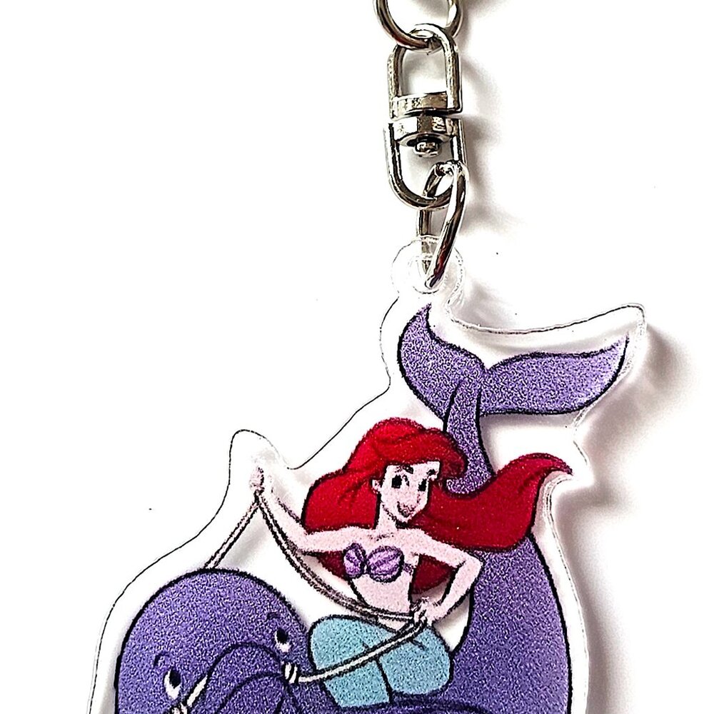 Ariel The Little Mermaid School Bus Keychain Disney Princess Acrylic Charm Gift